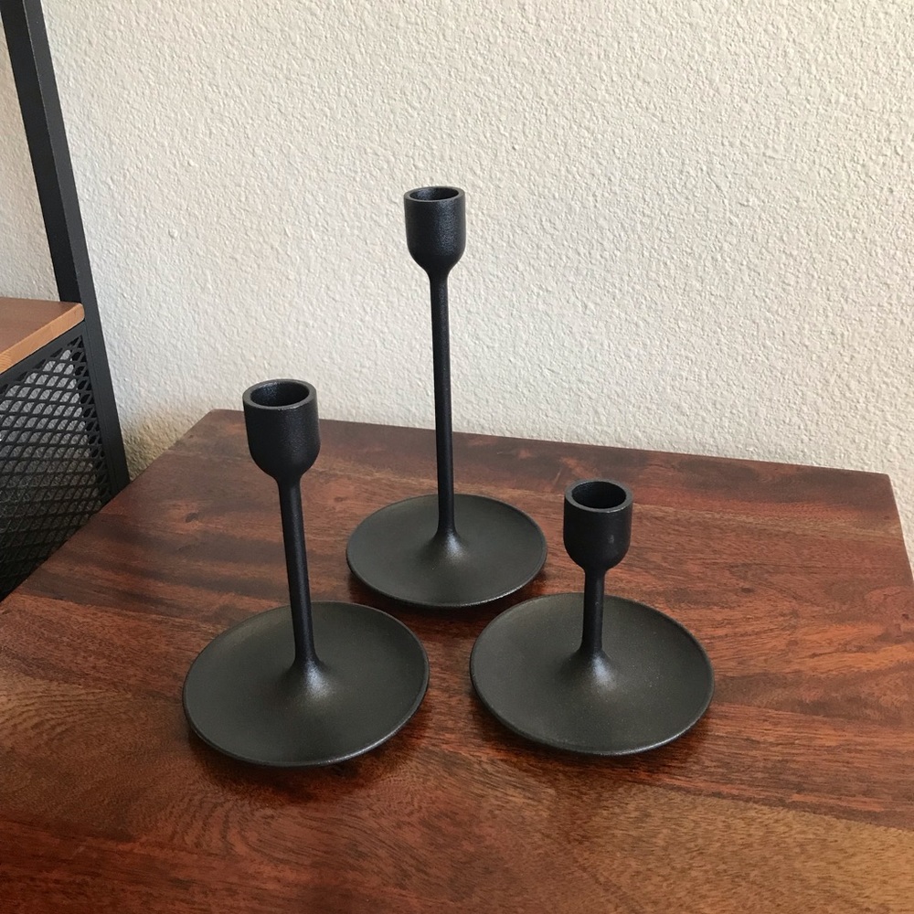 IKEA Fulltalig Black Candlestick - Set of 3